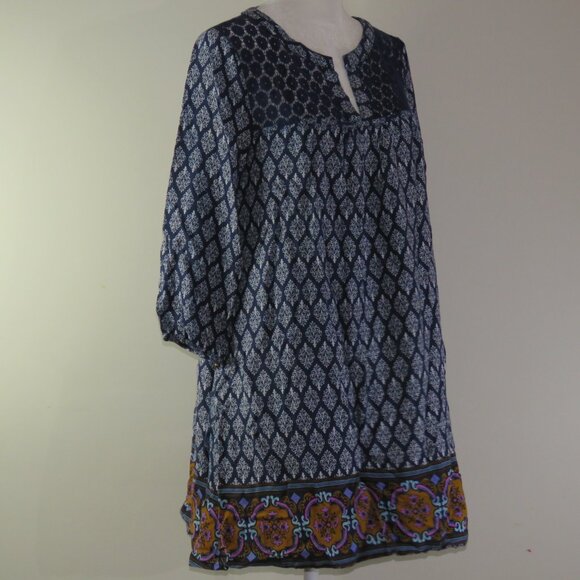 Alter'd State Blue & White Short-Sleeve V-Neck Pullover Tunic Size L (C1202) - Picture 3 of 7